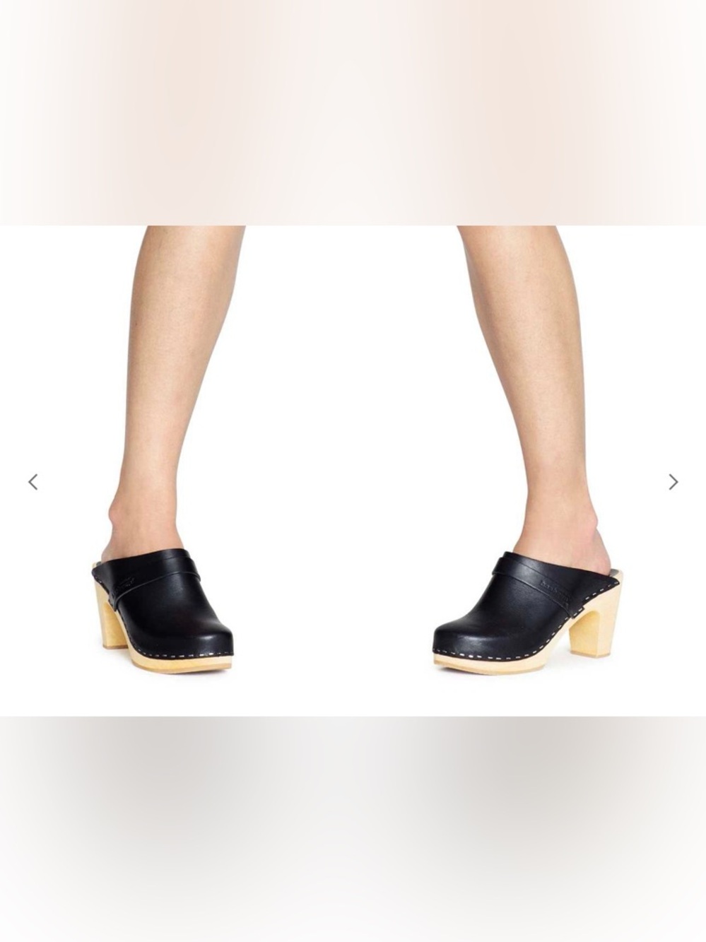 Swedish HASBEENS Black Leather Mule Clogs - wooden Heal Timeless chic ER38/US7.5 - Picture 14 of 16